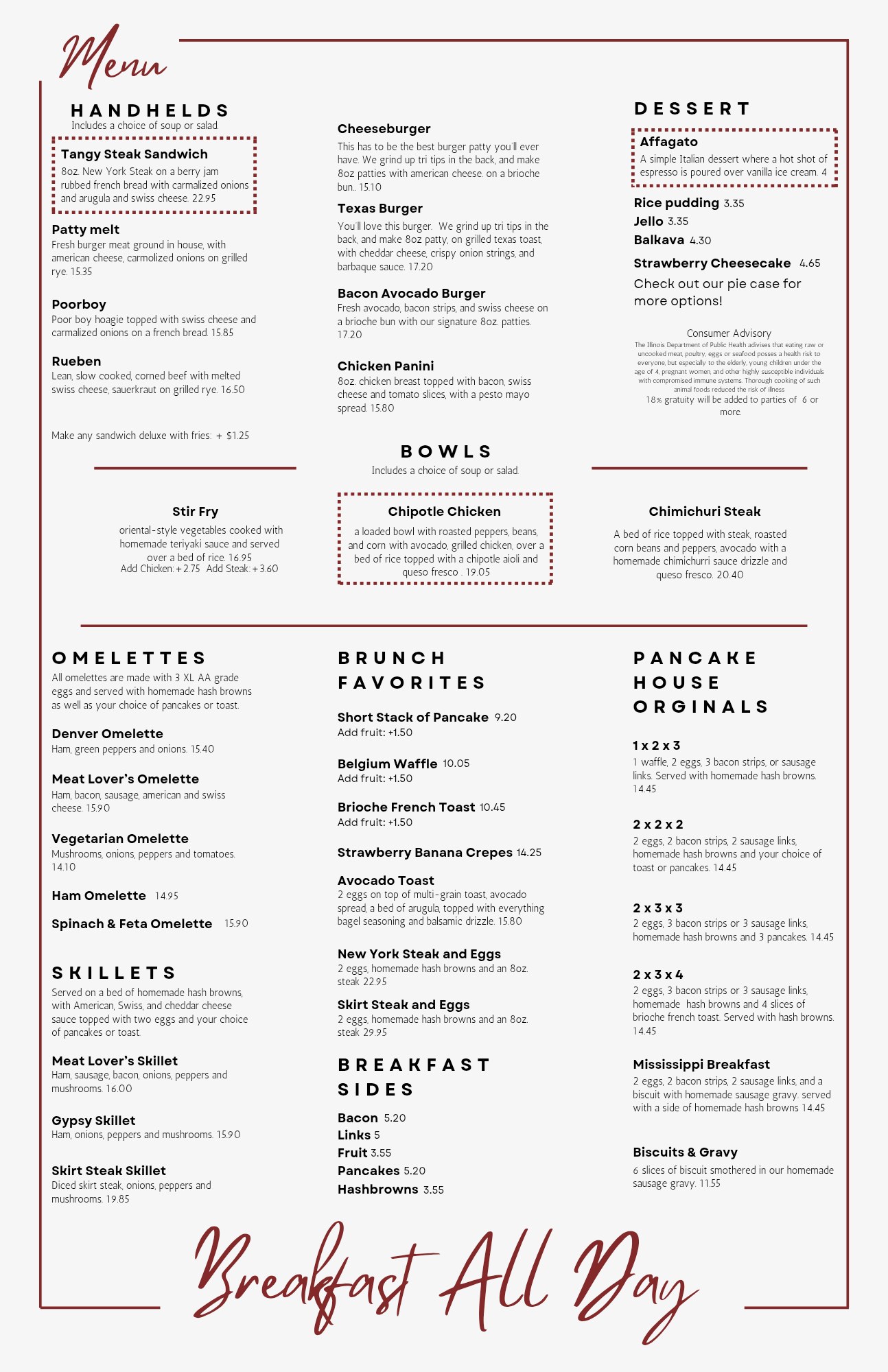 Old Fashioned Pancake House breakfast and brunch menu, page 2